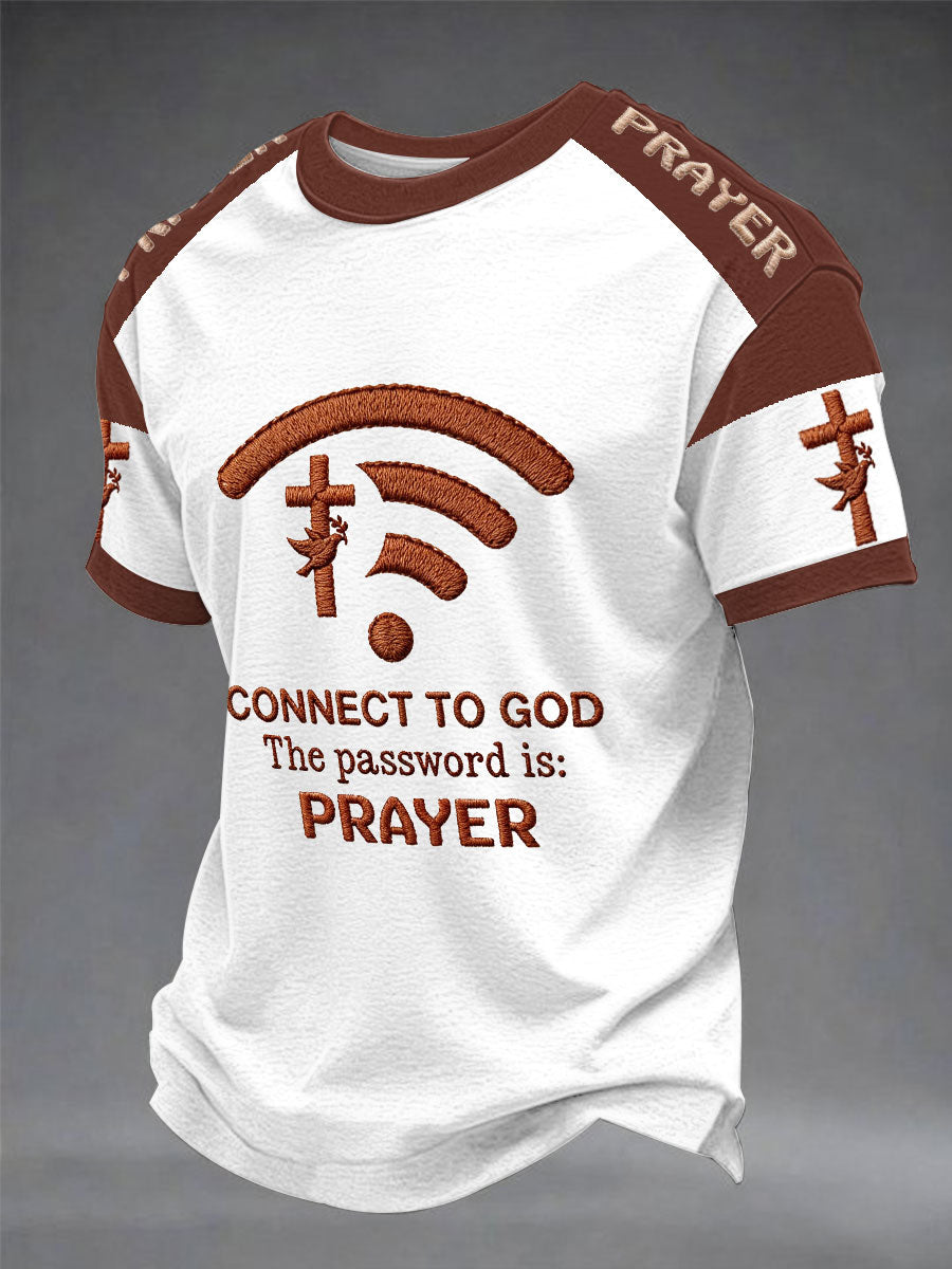 Herren T-Shirt "Connect To God,The Password IS Prayer" mit Print, lässig, Kurzarm
