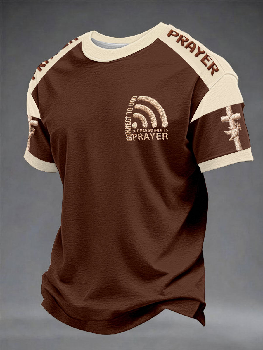 Men's "Connect To God,The Password IS Prayer" Print Casual short sleeves t-shirt