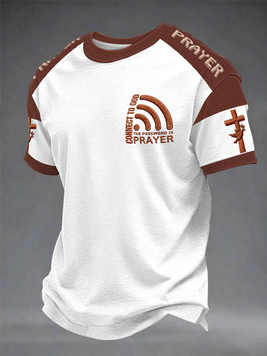 Herren T-Shirt mit Aufdruck „Connect To God,The Password IS Prayer“, lässig, kurze Ärmel