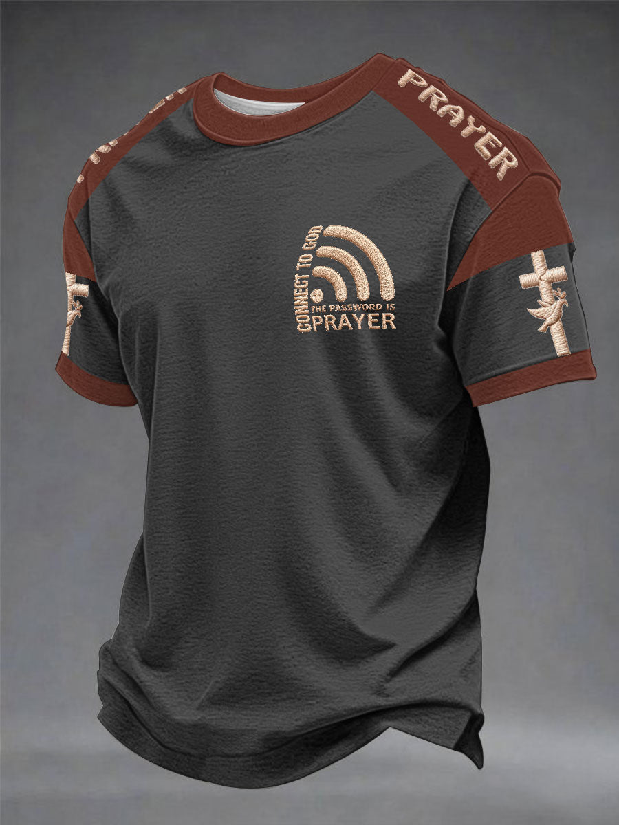 Men's "Connect To God,The Password IS Prayer" Print Casual short sleeves t-shirt