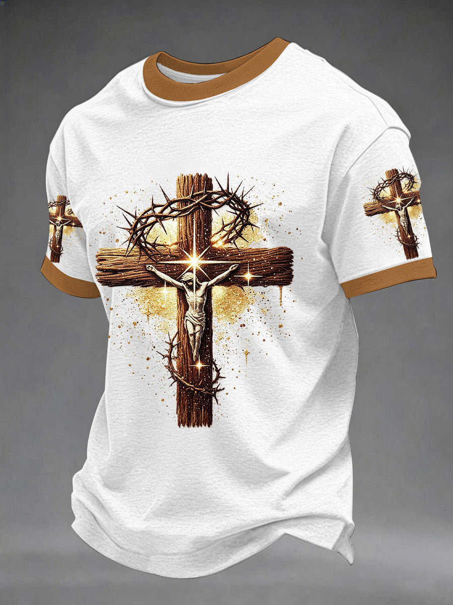 Herren-T-Shirt mit christlichem Kreuz-Print