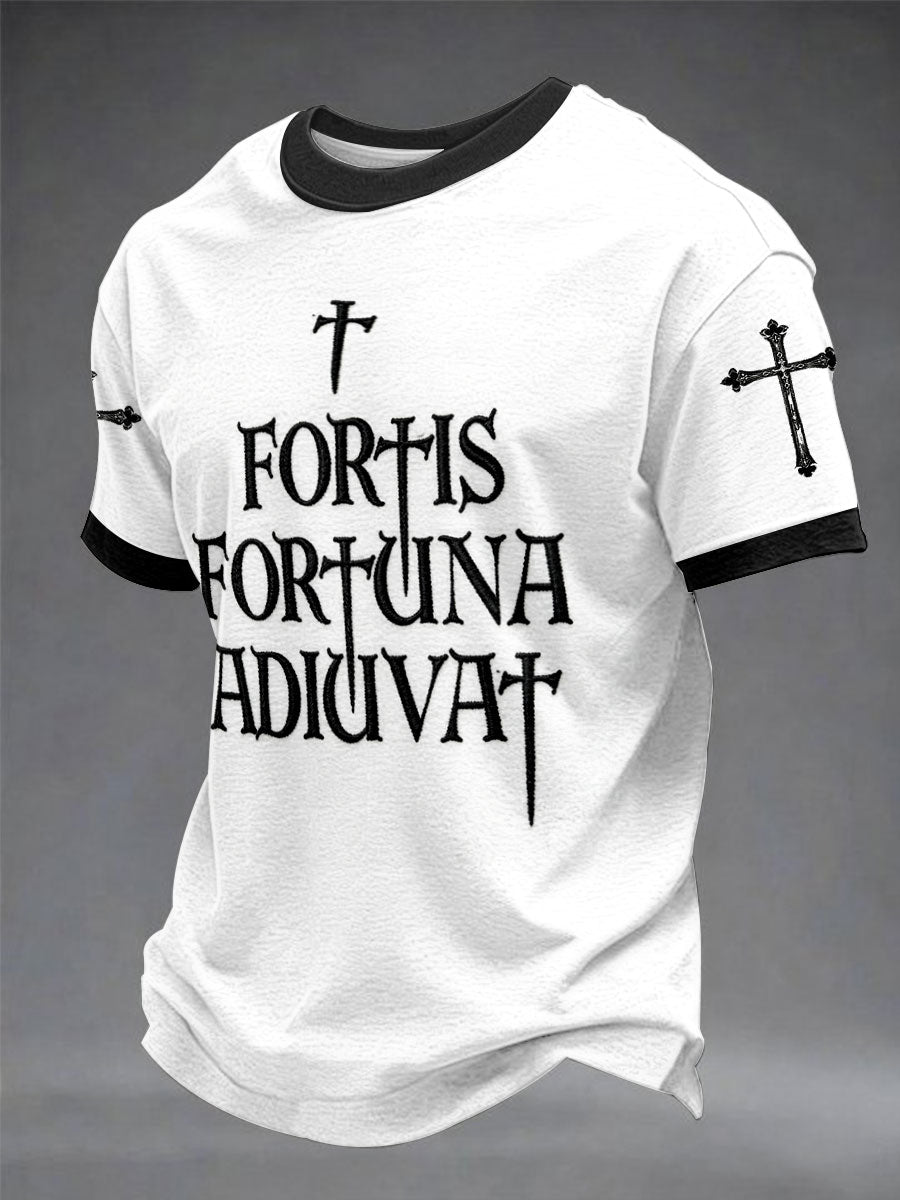 Herren-T-Shirt mit kurzen Ärmeln „Fortis Fortuna Adiuvat“