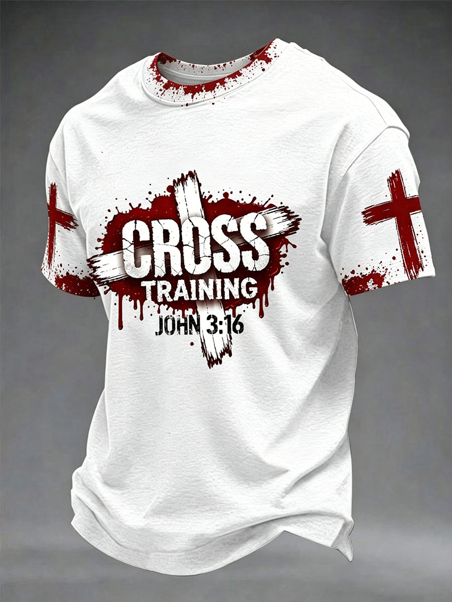 Herren T-Shirt mit christlichem Kreuz und kurzen Ärmeln