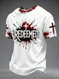 Herren T-Shirt mit christlichem erlöstem Kreuz und kurzen Ärmeln