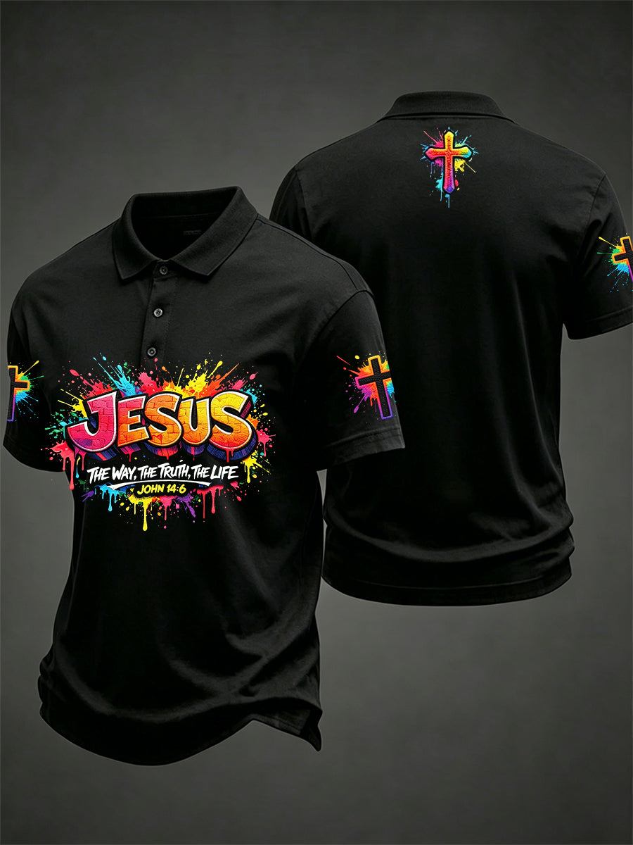 Herren Christliches Jesus Kreuz Kurzarm T-Shirt