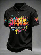 Herren Christliches Jesus Kreuz Kurzarm T-Shirt