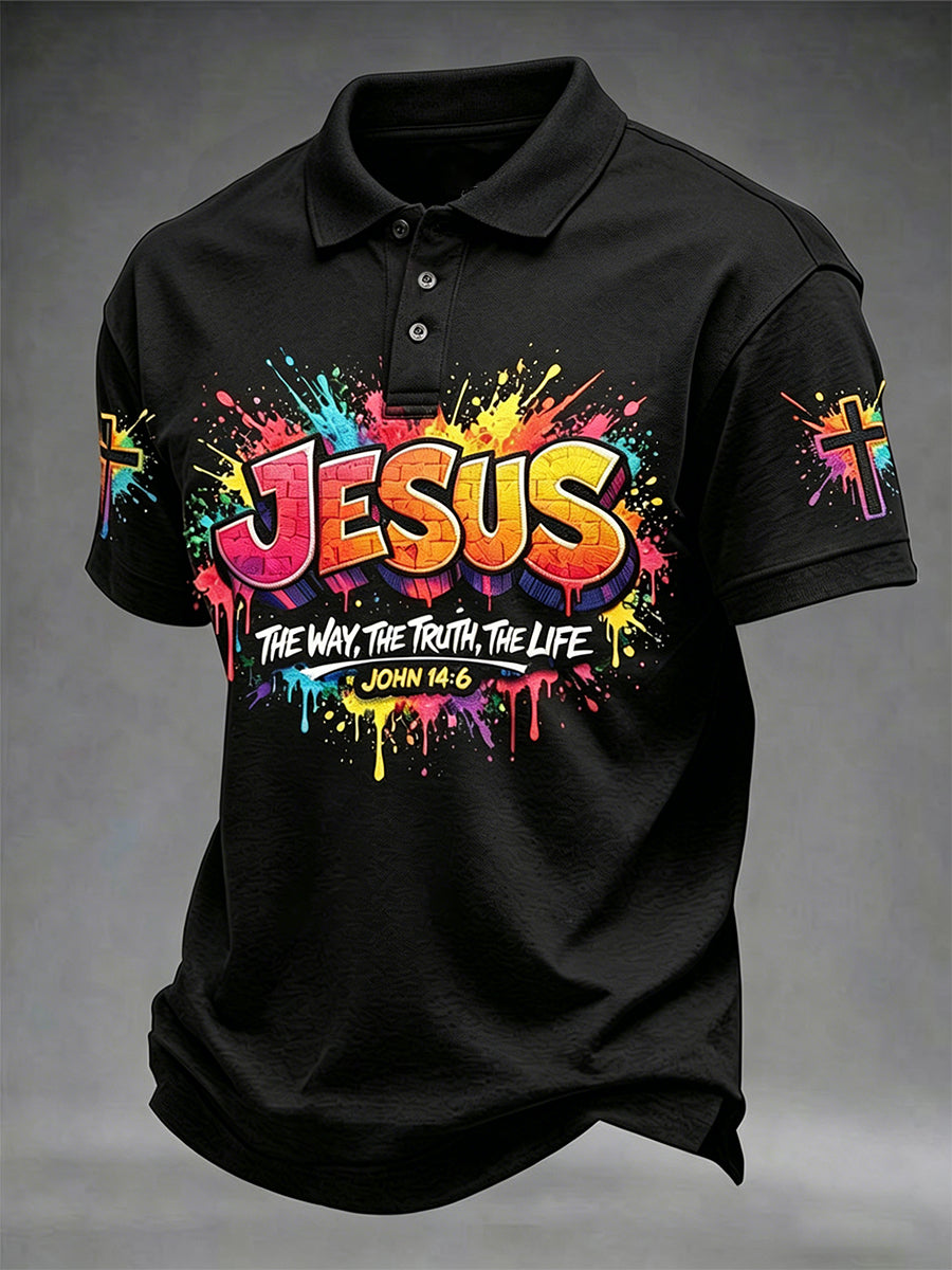Herren Christliches Jesus Kreuz Kurzarm T-Shirt