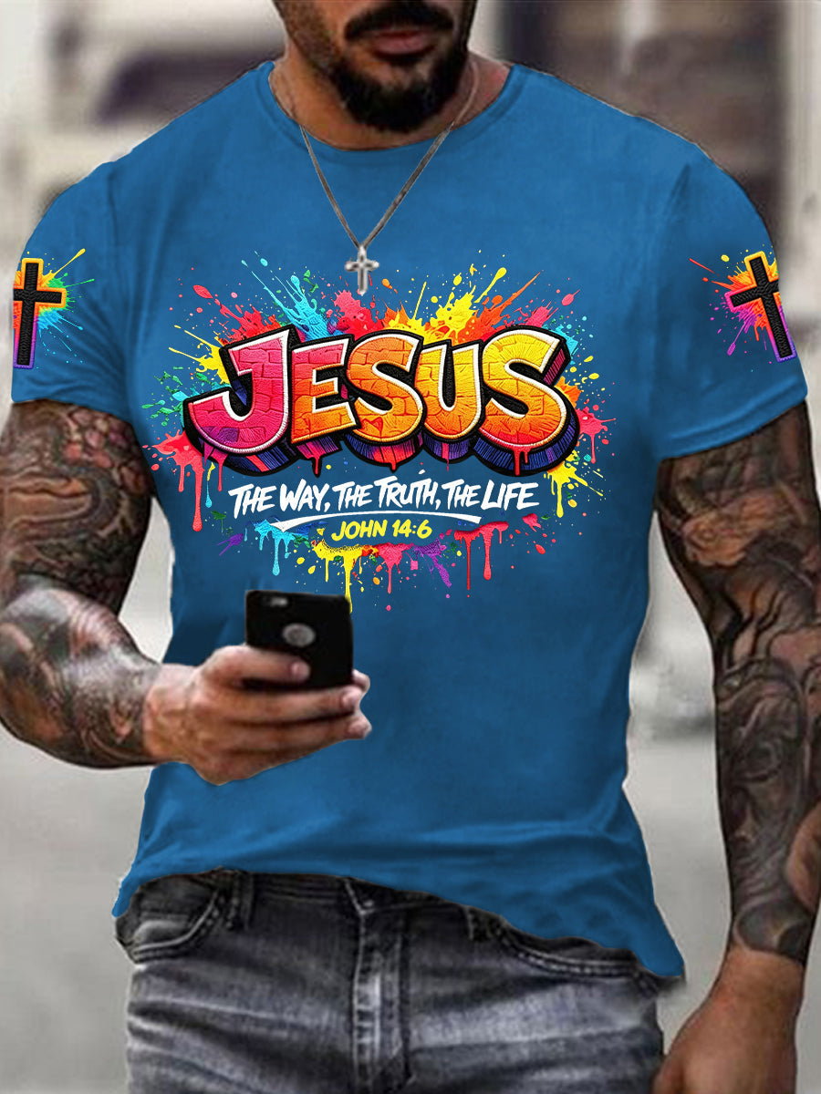 Men's Christian Jesus Cross Short Sleeve T-shirt