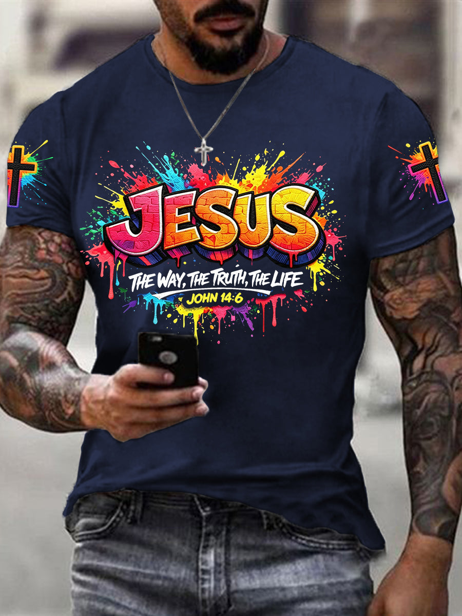 Men's Christian Jesus Cross Short Sleeve T-shirt