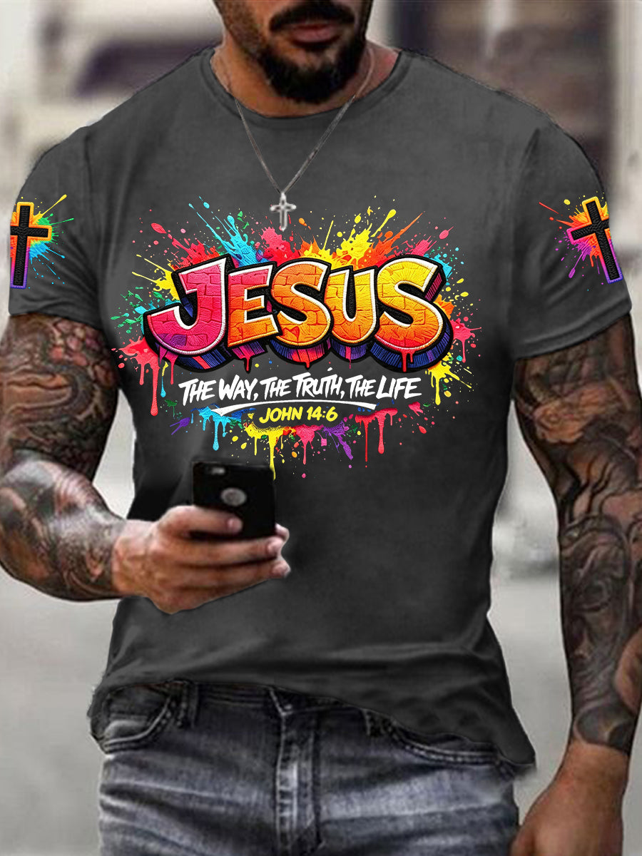 Men's Christian Jesus Cross Short Sleeve T-shirt