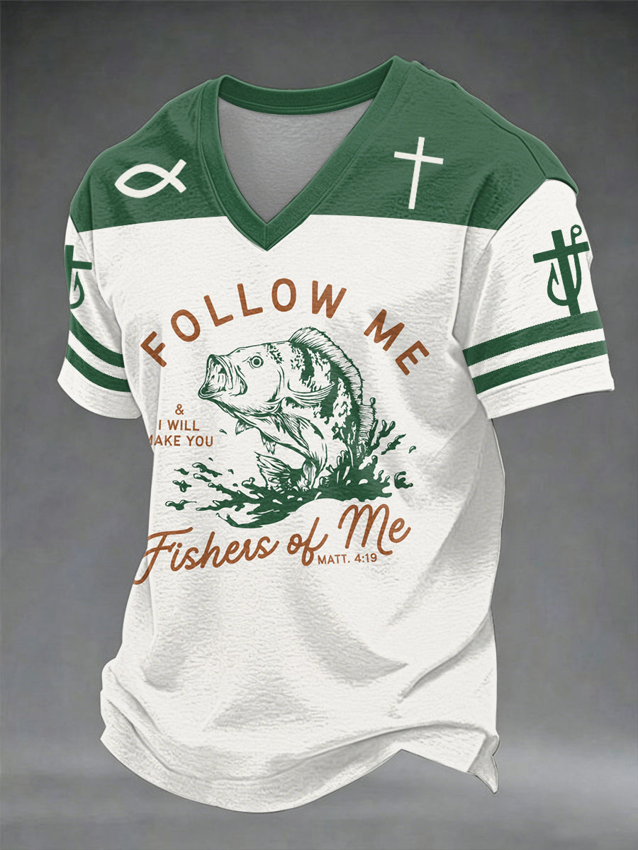 Herren T-Shirt mit V-Ausschnitt „Faith“