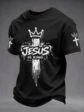 Herren T-Shirt „Jesus Is King Cross“ mit kurzen Ärmeln