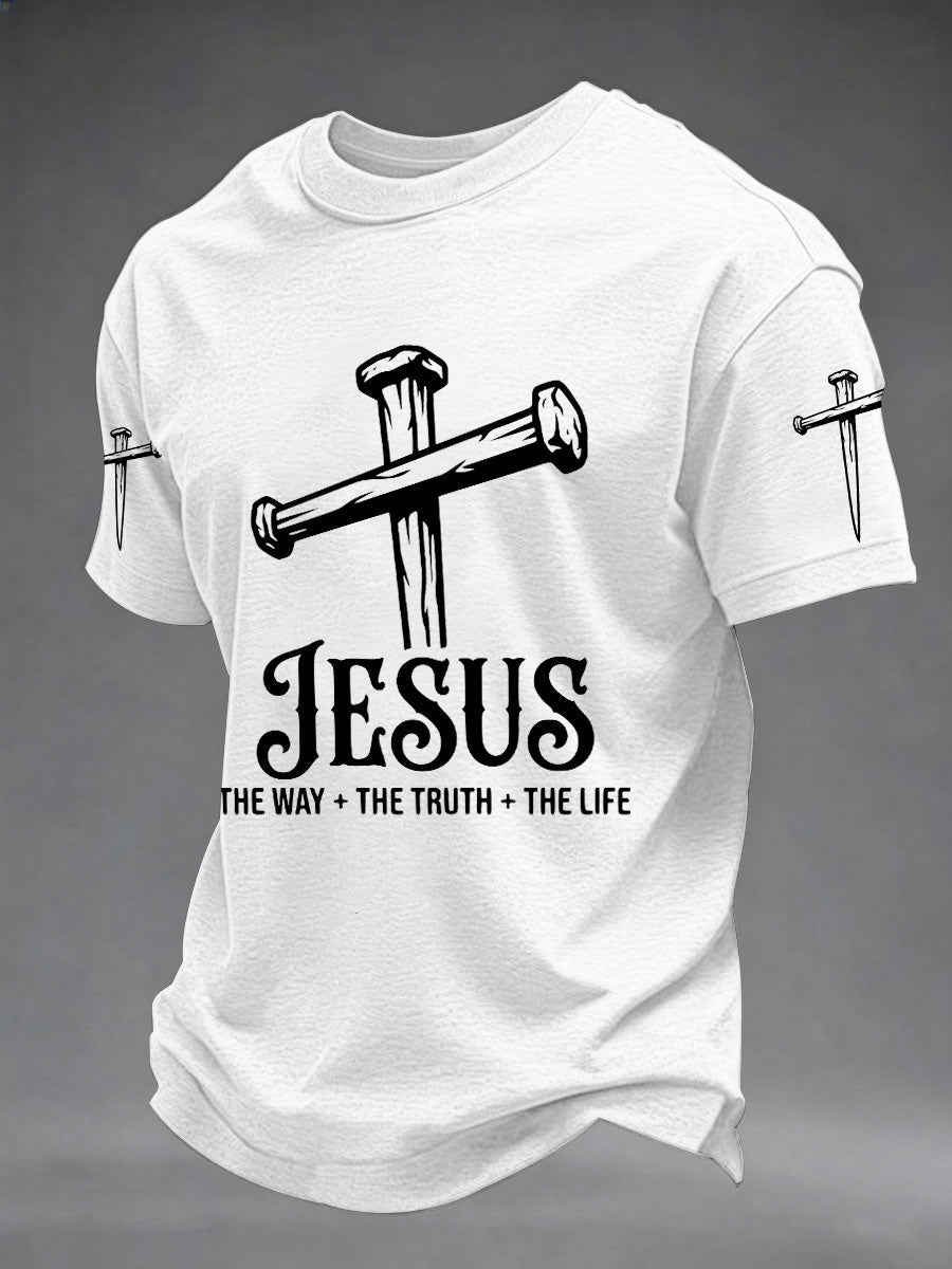 Herren T-Shirt mit christlichem Kreuzdruck