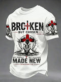 Herren-T-Shirt mit christlichem Kreuzdruck „Gebrochen, aber erwählt“