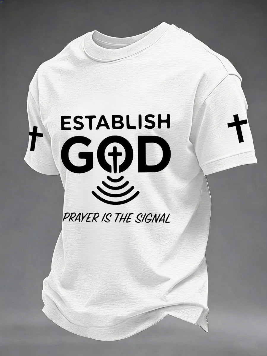 Herren T-Shirt mit Print „Men's Prayer Is The Signal“