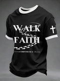 Herren T-Shirt mit „Walk By Faith“-Print