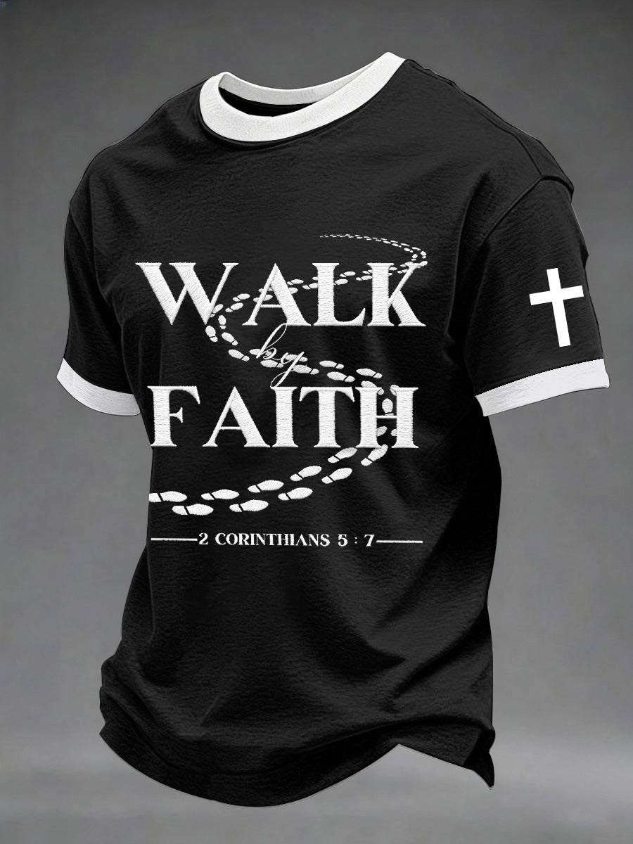 Herren T-Shirt mit „Walk By Faith“-Print