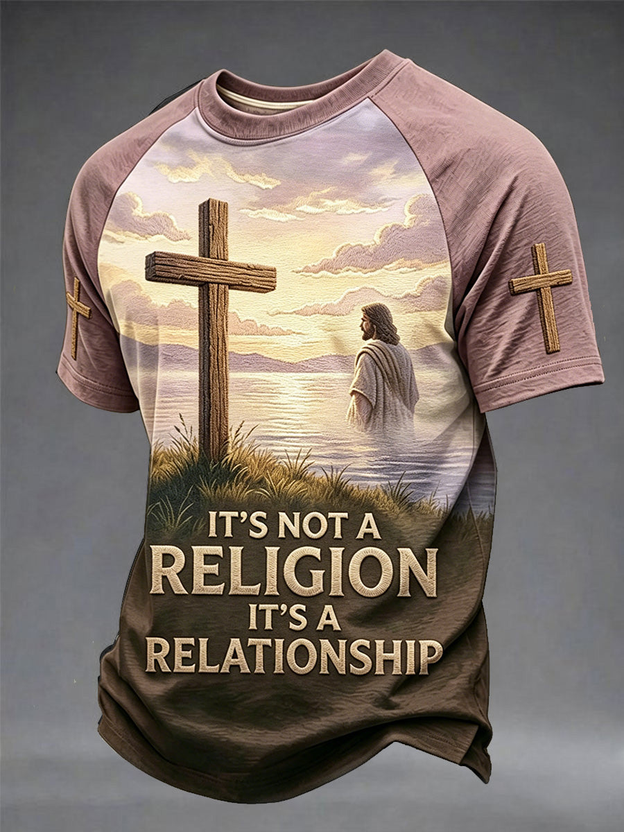 Herren-T-Shirt mit „It's Not A Religion It's A Relationship“-Aufdruck