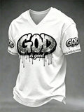 Herren christliches Gott ist gut Kreuz Kurzarm V-Ausschnitt T-Shirt