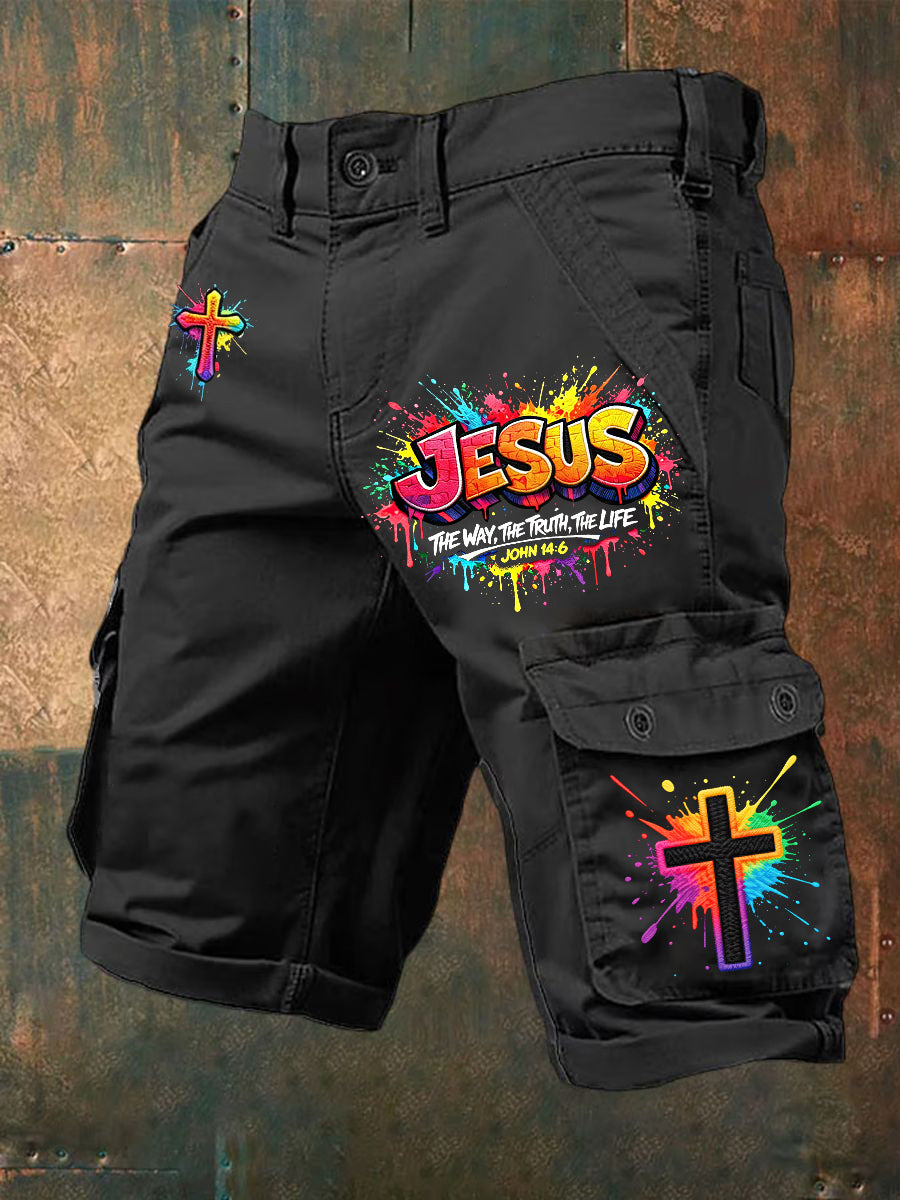 Herren Shorts mit christlichem Jesuskreuz