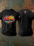 Herren christlich Jesus Kreuz Kurzarm Rundhals T-Shirt