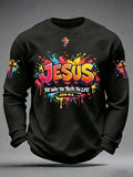 Herren Christian Jesus Kreuz Waffel Langarm-T-Shirt