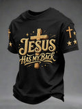 Herren T-Shirt mit Aufdruck „Jesus Has My Back“