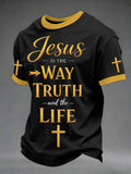 Herren T-Shirt mit Aufschrift „Christian Jesus The Way The Truth The Life“