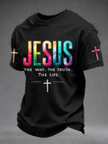 Herren T-Shirt mit Jesus-Aufdruck „Der Weg, die Wahrheit, das Leben“