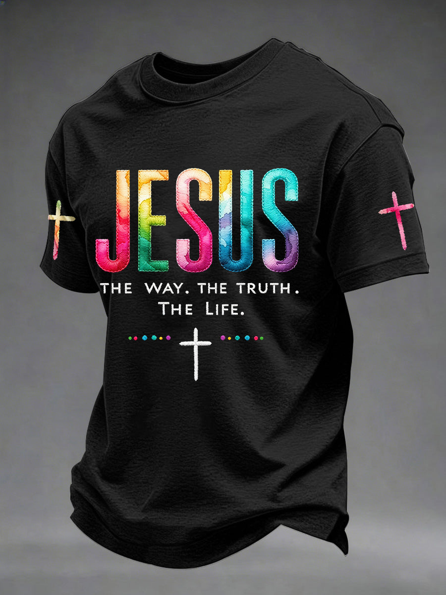 Herren T-Shirt mit Jesus-Aufdruck „Der Weg, die Wahrheit, das Leben“