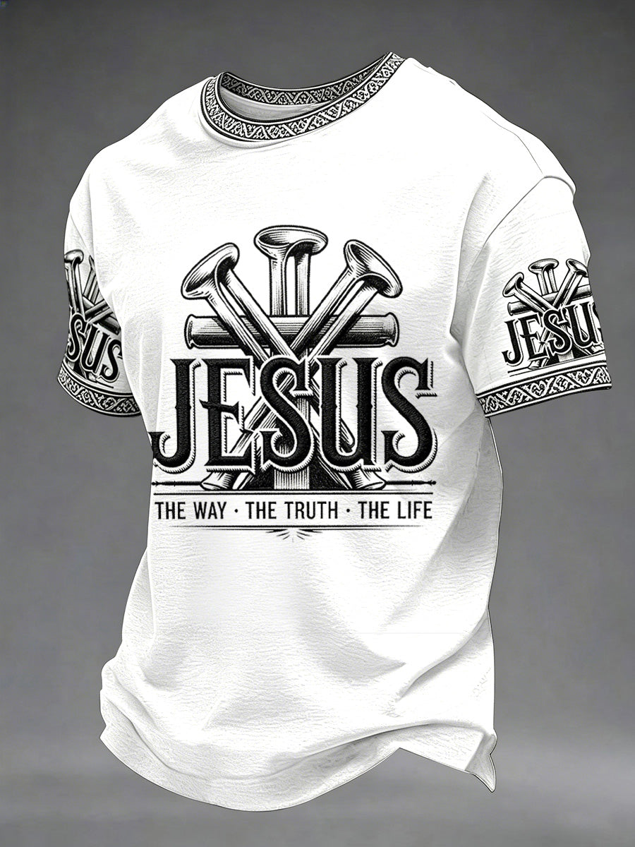Herren T-Shirt mit Aufdruck „Jesus Der Weg Die Wahrheit Das Leben“