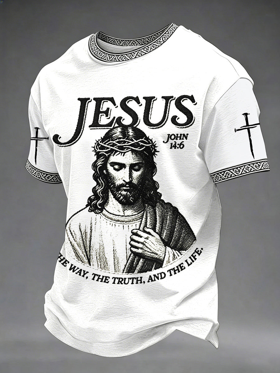 Herren Christian Jesus Der Weg Die Wahrheit Das Leben T-Shirt mit Aufdruck
