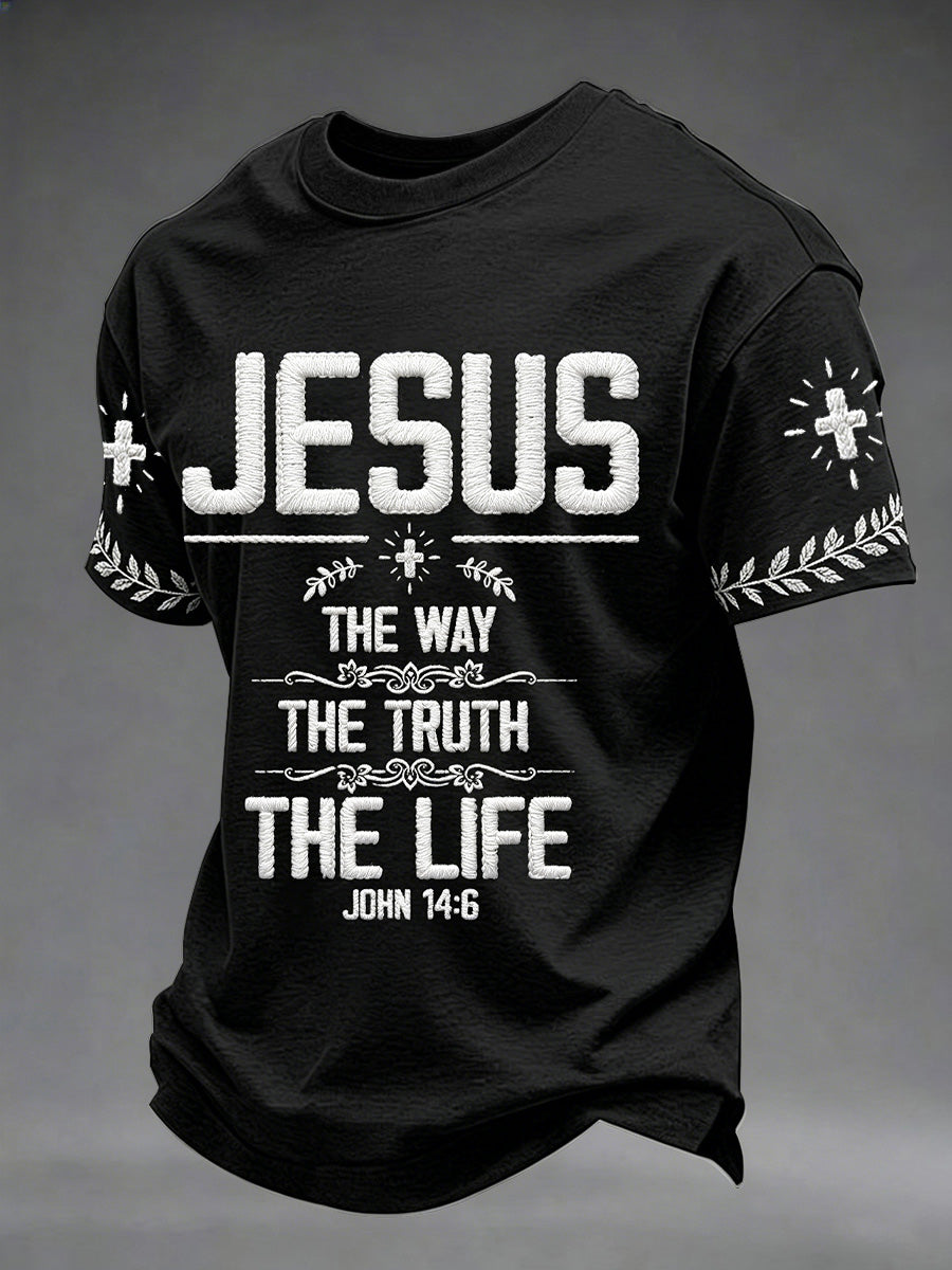 Herren T-Shirt mit Aufdruck „Jesus Der Weg Die Wahrheit Das Leben“