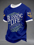 Herren "The Blessing Life" Kunstdruck Stickerei Unisex Freizeit T-Shirt