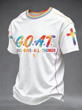 Herren "God Over All Things" Kunststickerei Print Unisex Freizeit T-Shirt