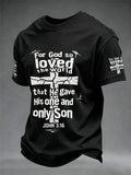 Herren Christliches "Denn so sehr hat Gott die Welt geliebt" Kreuz Kurzarm O-Neck T-Shirt