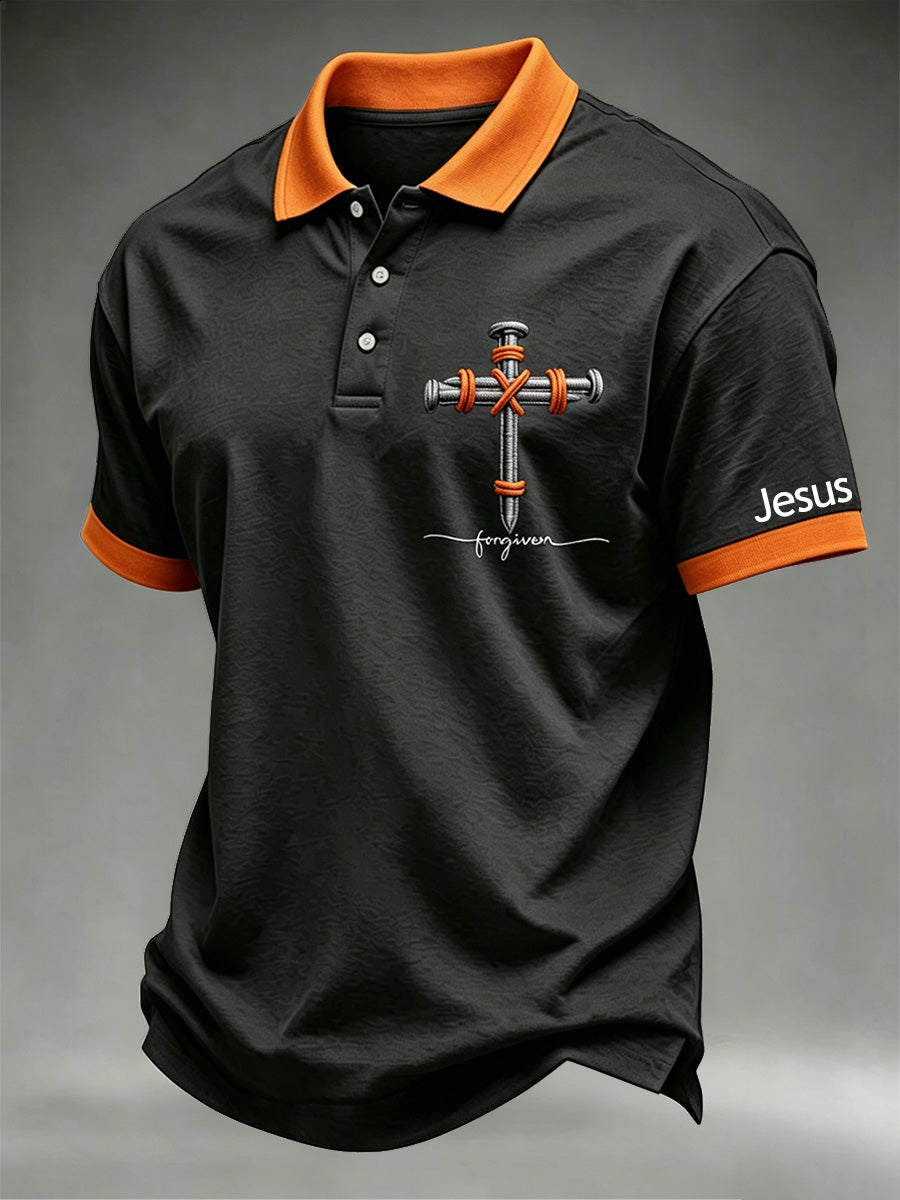 Men's Christian Cross Print Polo