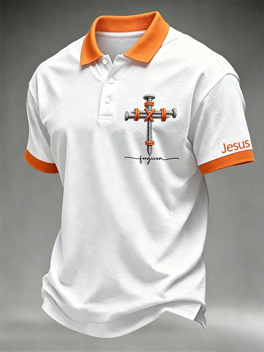 Herren-Poloshirt mit christlichem Kreuzmuster