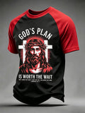 Herren T-Shirt mit christlichem Kreuz-Print