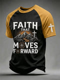 Herren T-Shirt mit christlichem Kreuz und Aufdruck „Glaube, der vorangeht“