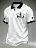 Herren-Poloshirt mit christlichem Kreuzdruck