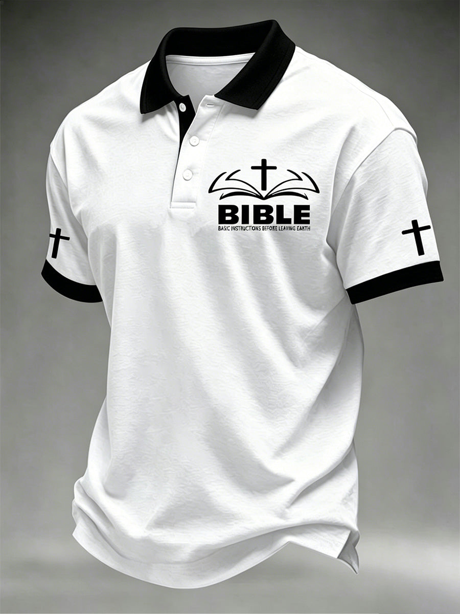Herren-Poloshirt mit christlichem Kreuzdruck