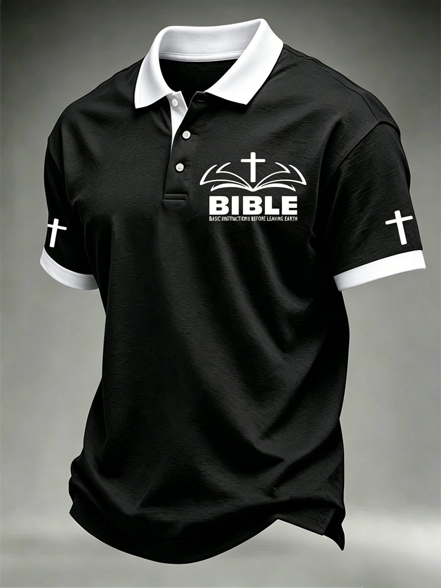 Men's Christian Cross Print Polo