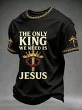 Herren-T-Shirt mit kurzem Arm „Der einzige König, den wir brauchen, ist Jesus Christus“