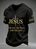 Herren Christian Jesus Der Weg Die Wahrheit Das Leben Johannes 14:6 Kreuz V-Ausschnitt T-Shirt