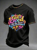 Herren T-Shirt mit Aufdruck „Christian God Is Good All The Time Cross“ Kurzarm