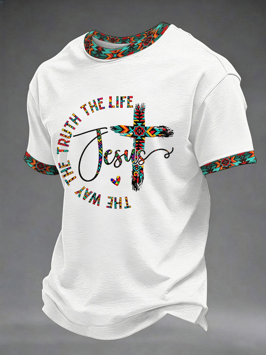 Herren T-Shirt „Der Weg, die Wahrheit und das Leben“ mit Aufdruck, Freizeit