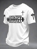 Herren-T-Shirt mit christlichem Aufdruck „Ich vermag alles durch den, der mich stark macht“ für Fitness und Freizeit