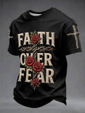 Herren-T-Shirt mit „Faith Over Fear“-Kunstdruck