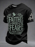 Herren-T-Shirt mit „Faith Over Fear“-Kunstdruck